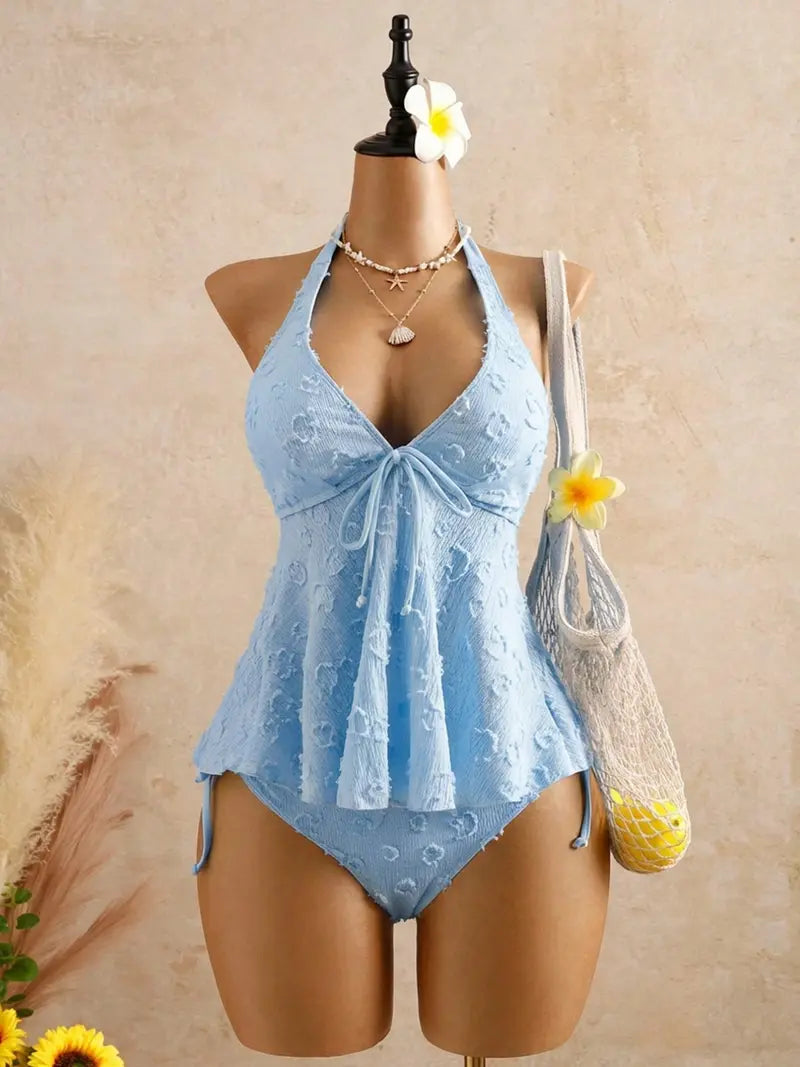 Women’s Halter Peplum Tankini Set