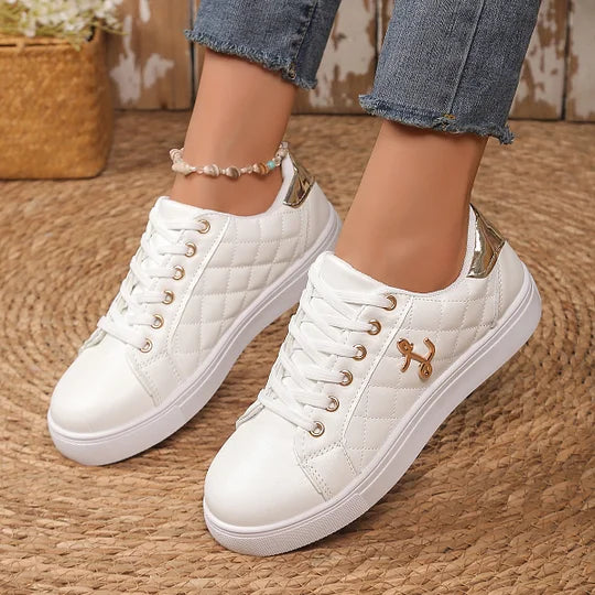 Quilted Lace-Up Casual Sneakers