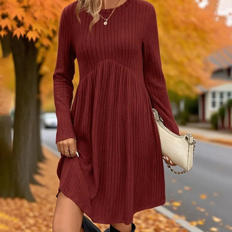 Women's Ribbed Gathered Waist Dress
