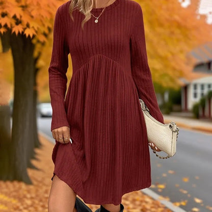 Women's Ribbed Gathered Waist Dress