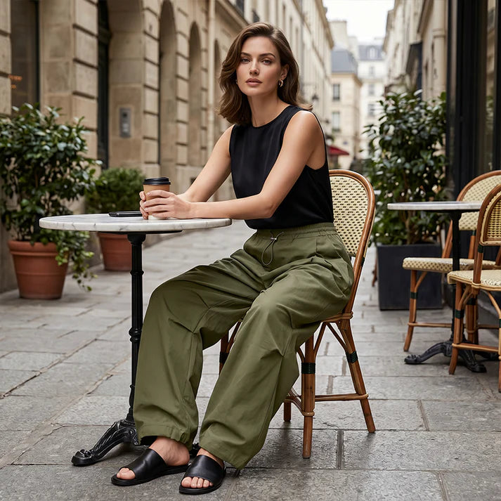 Women's Pleated Balloon Leg Drawstring Pants