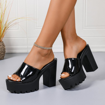 Chunky Platform Slide Heels
