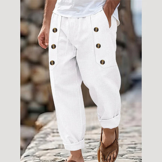 Men's Button Detail Casual Pants
