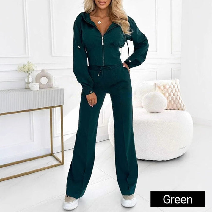 Women's Zip-Front Top and Pants Set