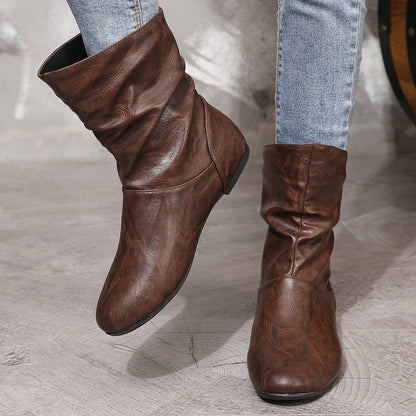 Women’s Leather-Look Slouchy Ankle Boots