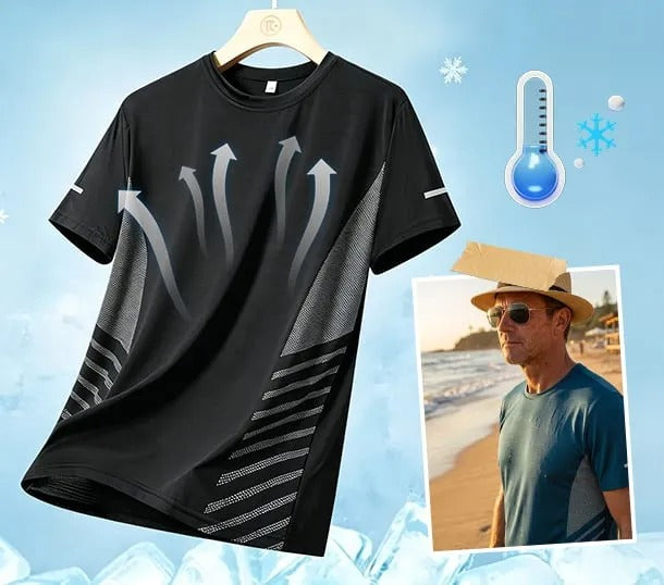 Men's Athletic T-Shirt with Geometric Side Details