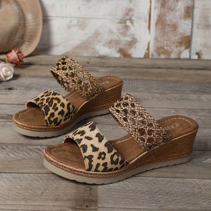 Women's Double-Strap Wedge Mule Sandals