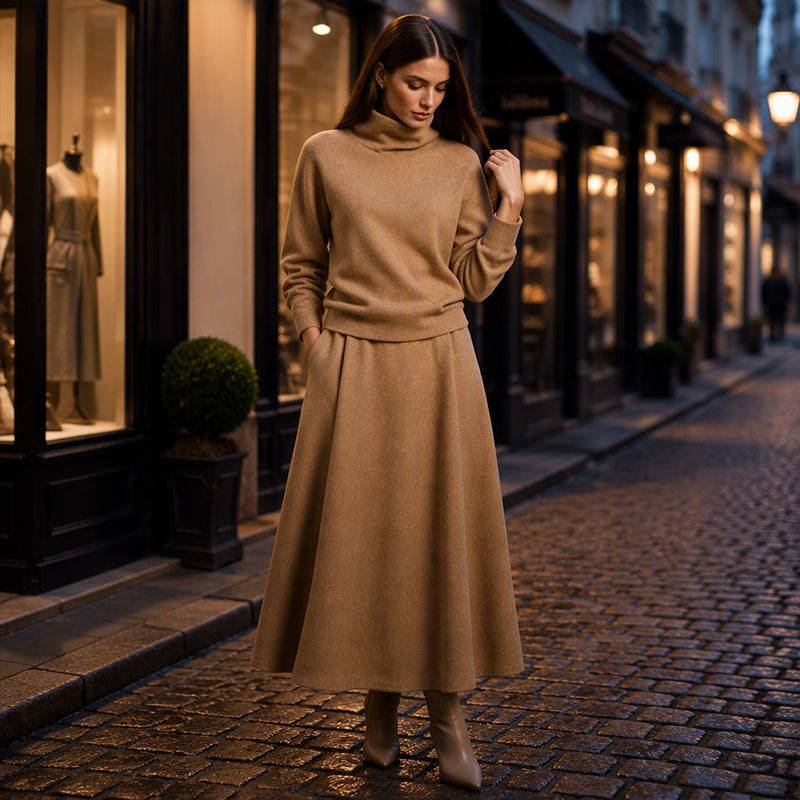 Women's High-Neck Top and Skirt Set