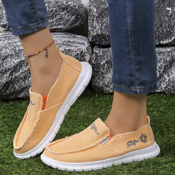 Women’s Embroidered Canvas Slip-On Shoes