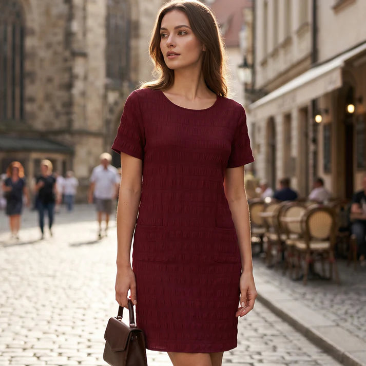 Women's Textured Round Neck Dress