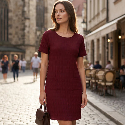 Women's Textured Round Neck Dress