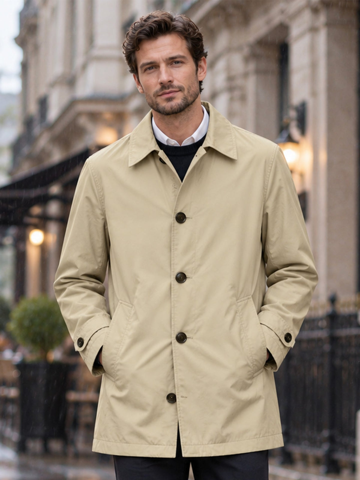 Men's Button-Front Collared Coat