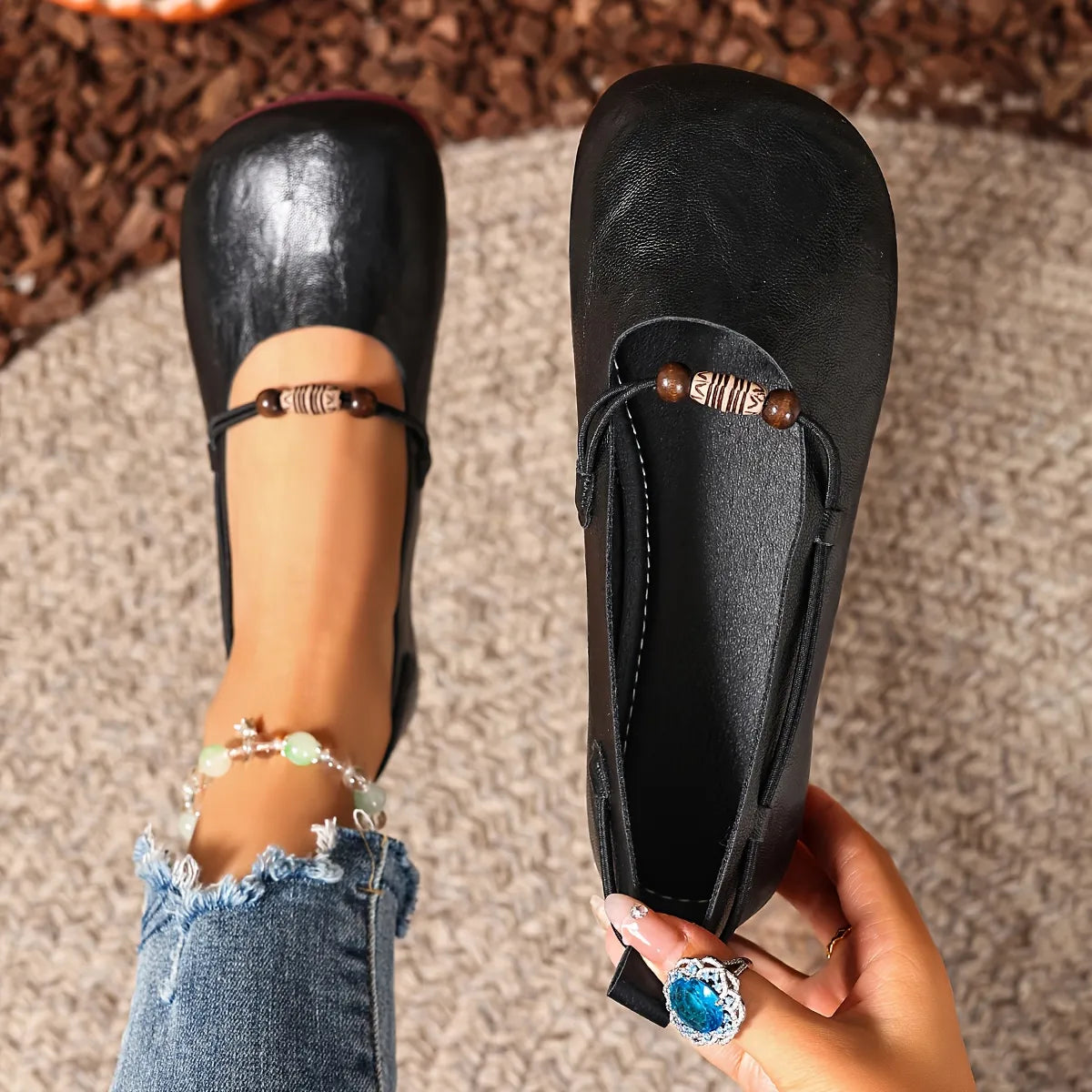 Women's Beaded Mary Jane Flats