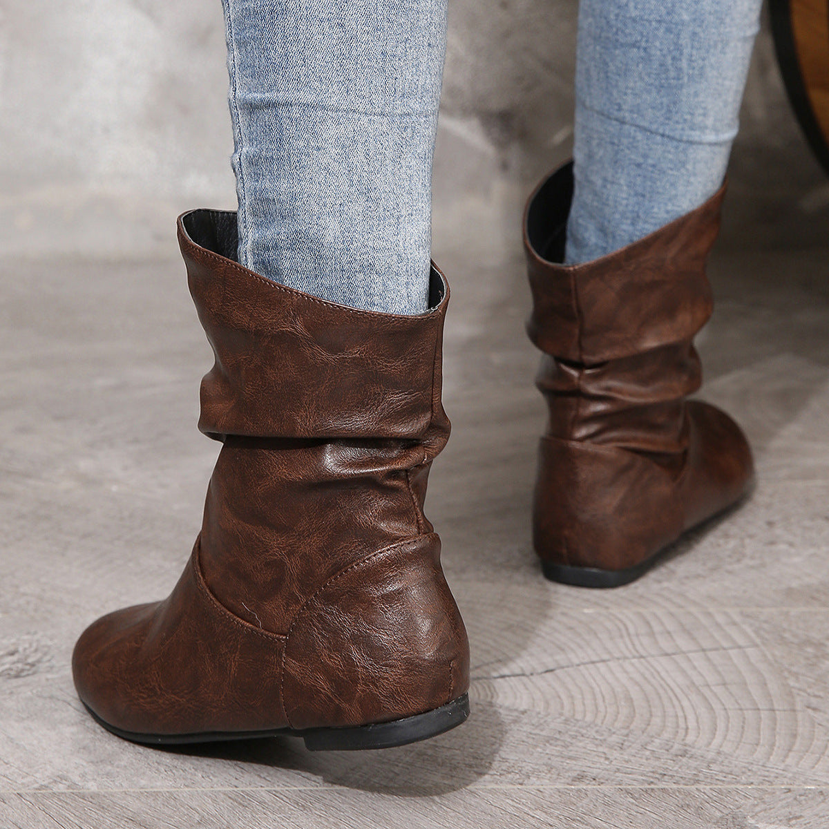 Women’s Leather-Look Slouchy Ankle Boots