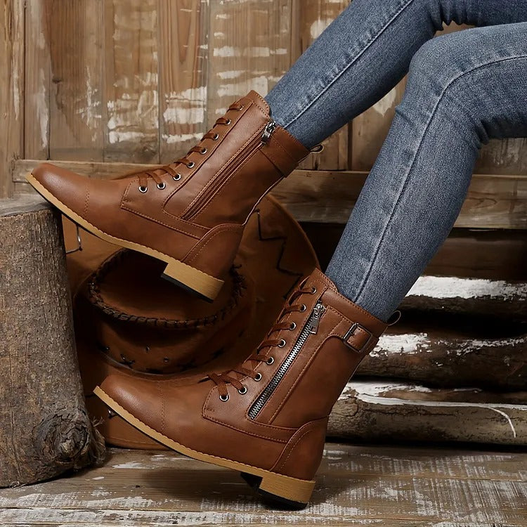 Women's Lace-Up Side-Zip Boots