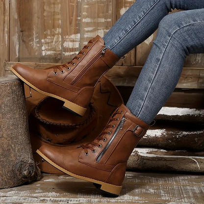 Women's Lace-Up Side-Zip Boots