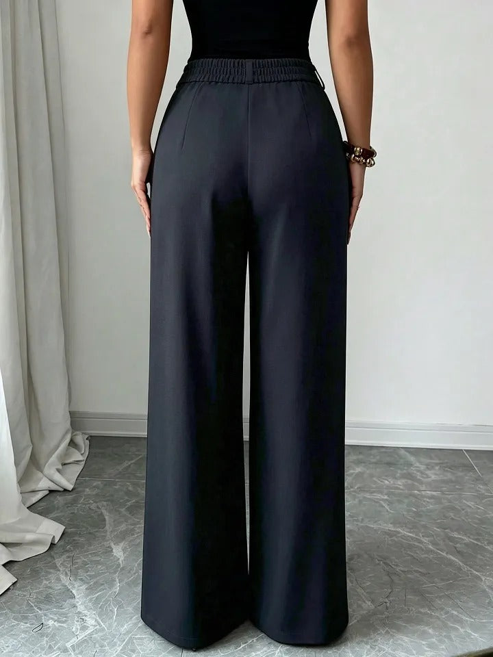 Women's Wide-Leg Button-Front Dress Pants