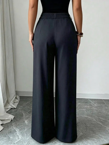 Women's Wide-Leg Button-Front Dress Pants