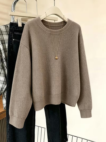 Women’s Ribbed Crew Neck Pullover Sweater