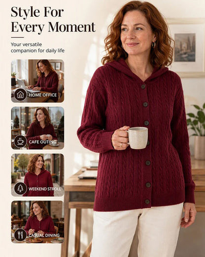 Women's Hooded Button-Front Cardigan