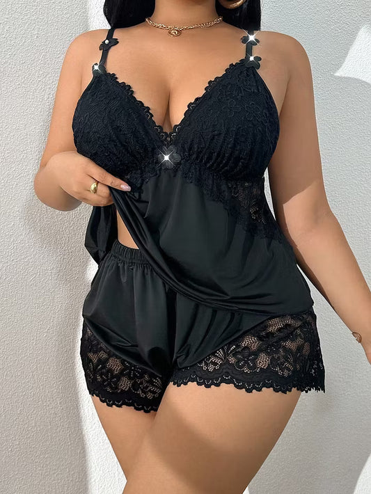 Women's Lace Trim Cami Pajama Set