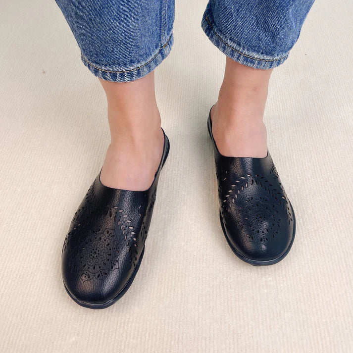 Women’s Floral Cutout Slip-On Mule Flats