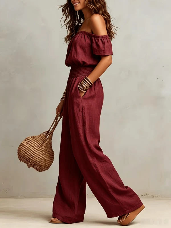 Women's Off-Shoulder Wide-Leg Jumpsuit