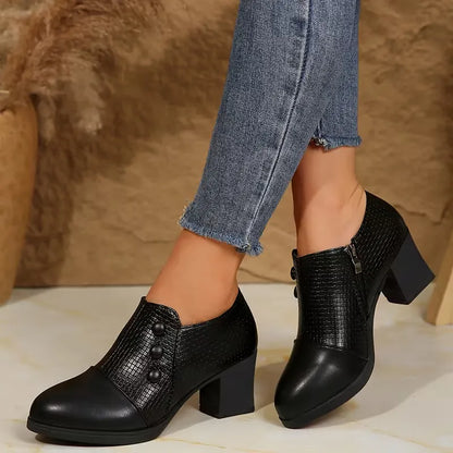 Women's Button-Accent Block Heel Shoes