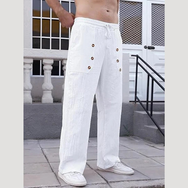 Men's Button Detail Casual Pants
