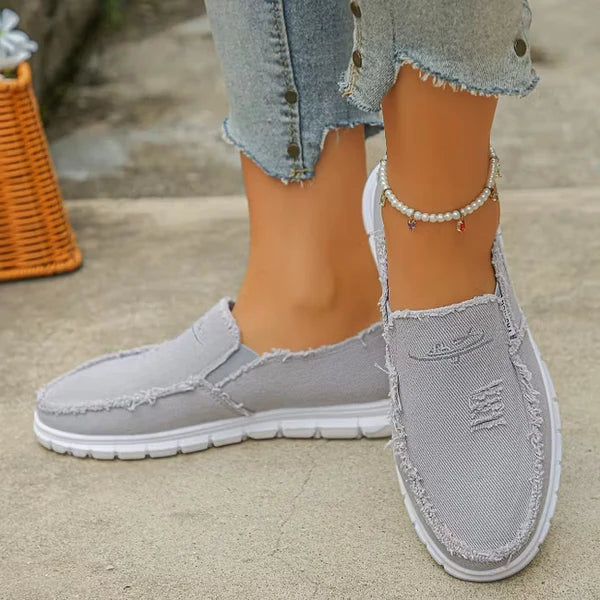 Women’s Embroidered Canvas Slip-On Shoes