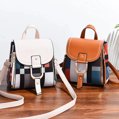 Women's Geometric Patchwork Backpack