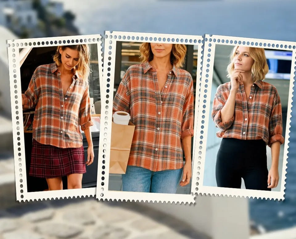 Women's Plaid Button-Front Casual Shirt