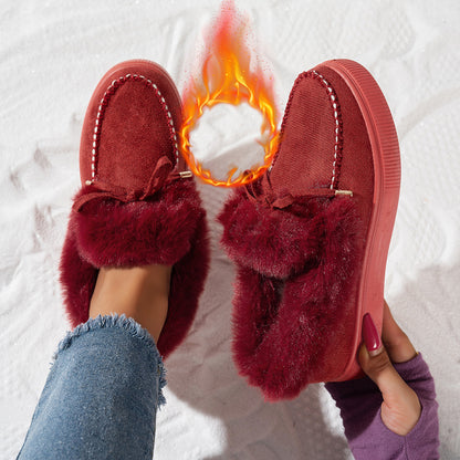 Women's Plush Trim Lace-Up Shoes