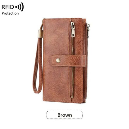 Women's Long Zip-Around Wallet With Wrist Strap