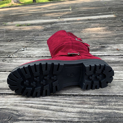 Women's Suede-Look Buckle Boots