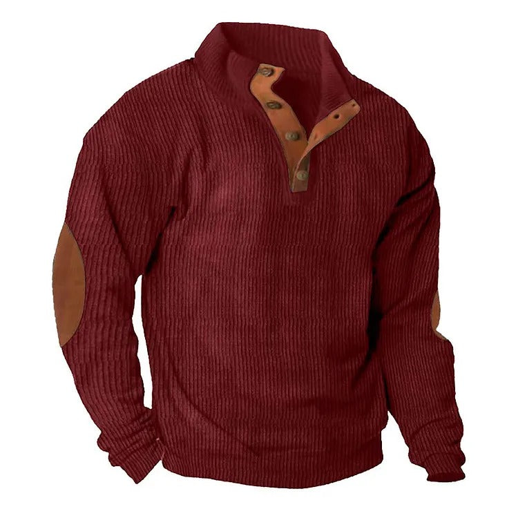 Men's Stand Collar Button Pullover