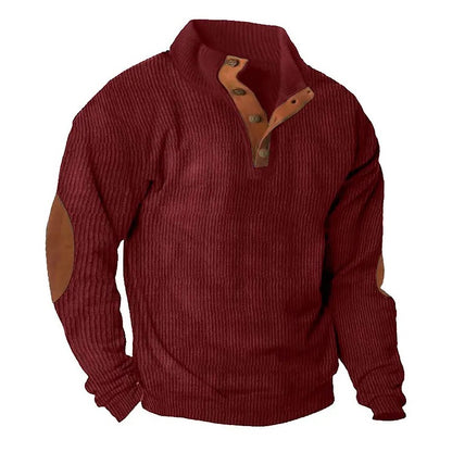 Men's Stand Collar Button Pullover