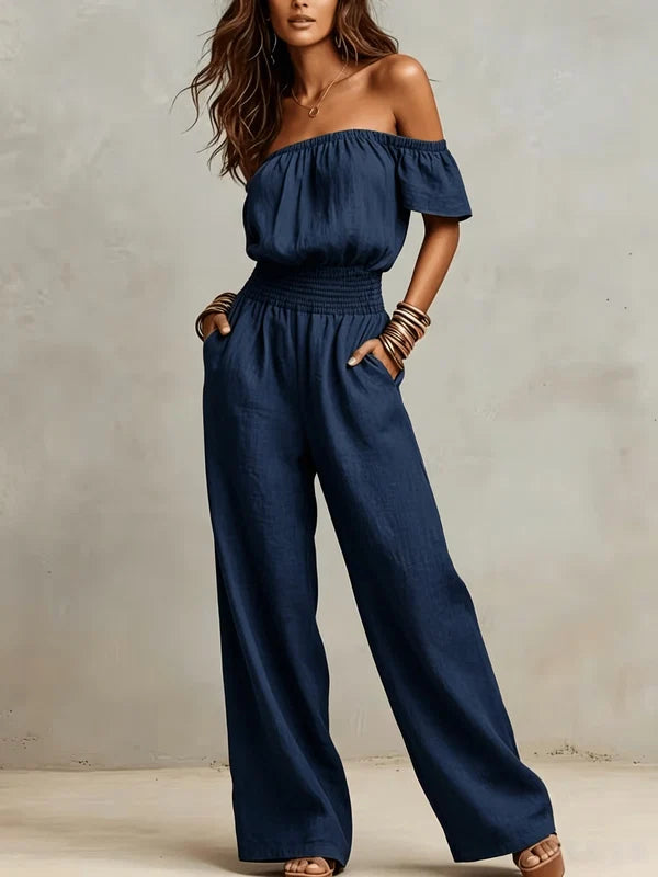 Women's Off-Shoulder Wide-Leg Jumpsuit