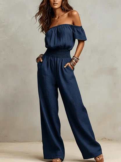 Women's Off-Shoulder Wide-Leg Jumpsuit