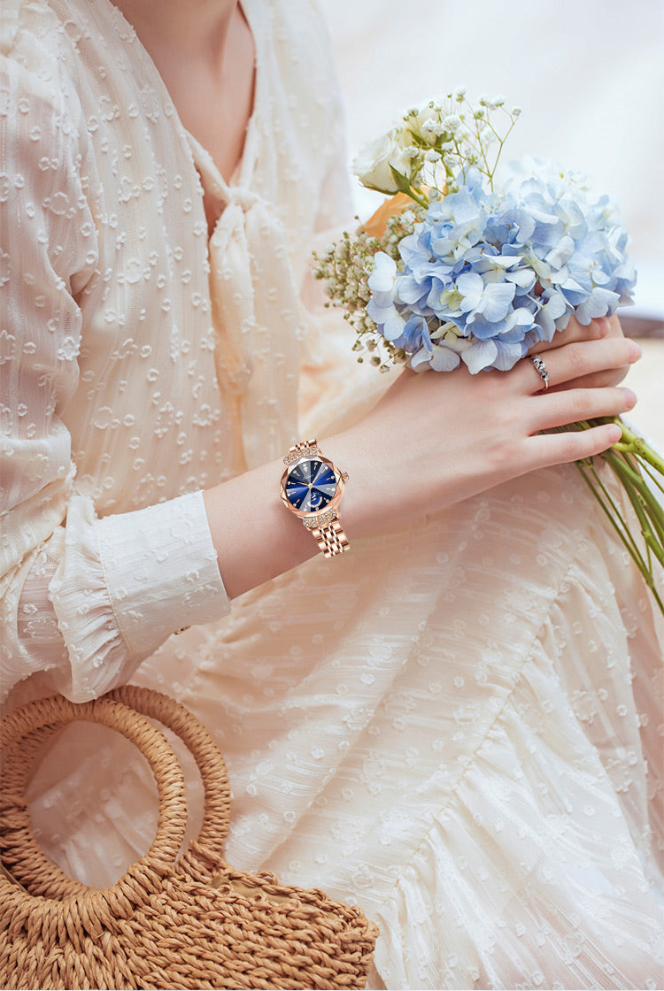 Women's Crystal Accent Star & Moon Dial Watch