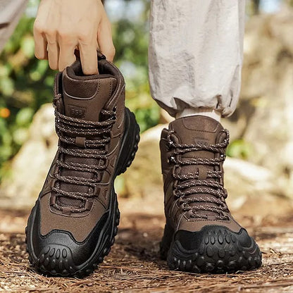 Men's High-Top Hiking Boots with Lace-Up Front