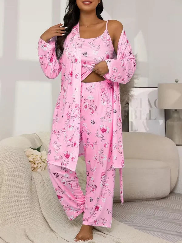 Women’s Camisole, Robe & Pants Lounge Set