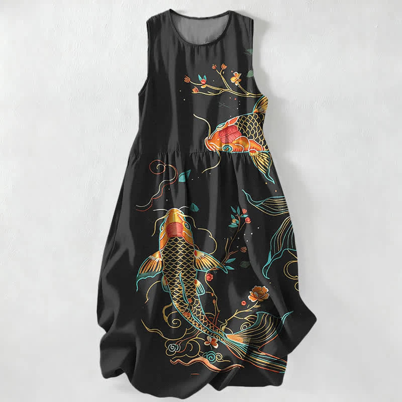 Women's Sleeveless Printed Pocket Dress