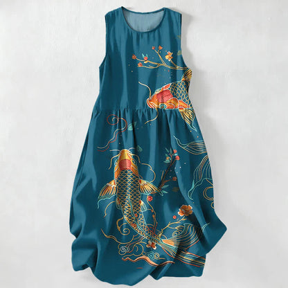 Women's Sleeveless Printed Pocket Dress