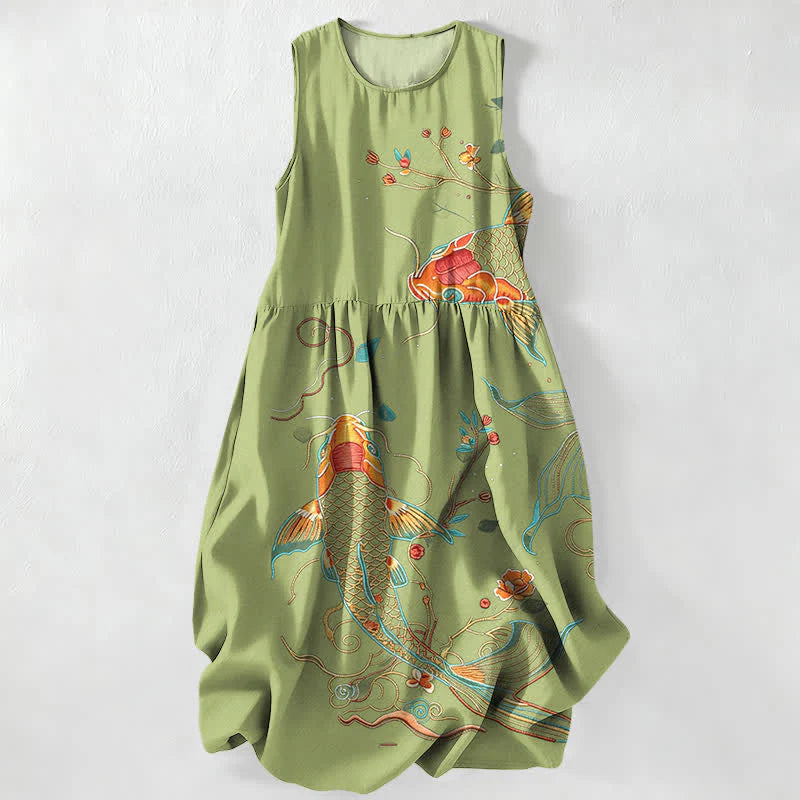 Women's Sleeveless Printed Pocket Dress