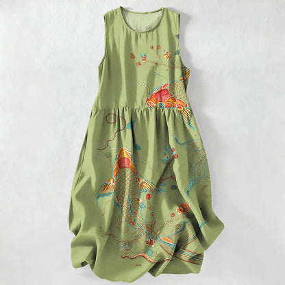 Women's Sleeveless Printed Pocket Dress