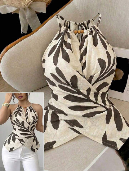 Women's Printed Halter Neck Wrap Top