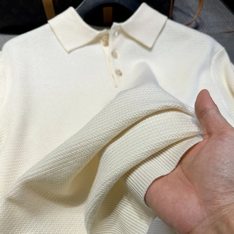 Men's Textured Polo Sweater