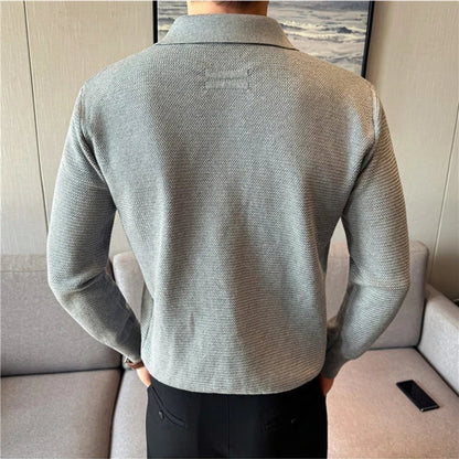 Men's Textured Polo Sweater