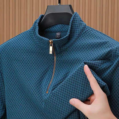 Men's Textured Half-Zip Patterned Sweater